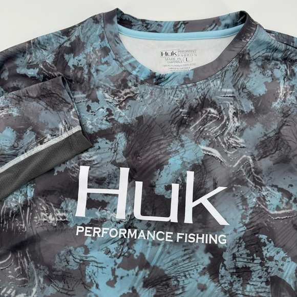Huk Shirts Huk Performance Mens Large 0 Polyester Grey Blue Long